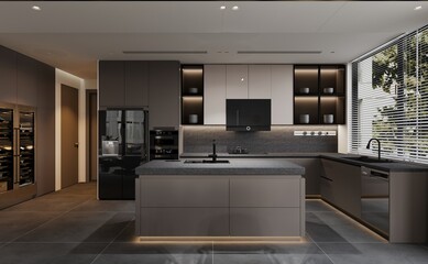 Modern contemporary kitchen design featuring sleek cabinets and high-tech appliances