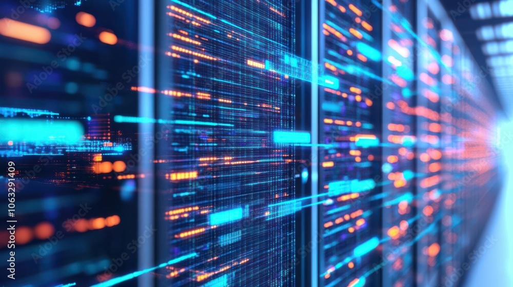 Aufkleber sleek and flexible data distribution and access. technical advancement concept.
