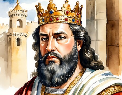 Watercolour illustration of Herod I or Herod the Great. ancient israel history architecture archeology tourism fortress herod old landmark travel historic stone wall ruin desert roman