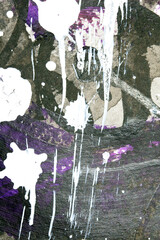 Thick Black and White Ink and Paint Splatters and Lines Abstract Background