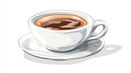 Naklejka premium Rich Black Coffee in White Cup Design White Background