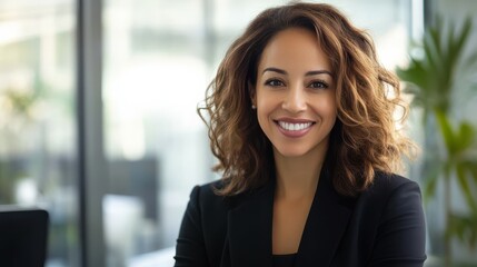 Fototapeta premium Smiling confident professional business woman in office