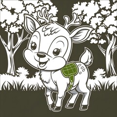Fototapeta premium A cute, cartoon deer with a friendly smile. 