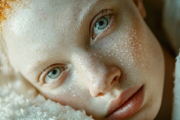 Fototapeta premium A close-up shot of a child's face showing off their distinctive freckles