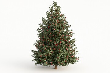Fototapeta premium Christmas Tree with Tinsel for Holiday Decorations White Background