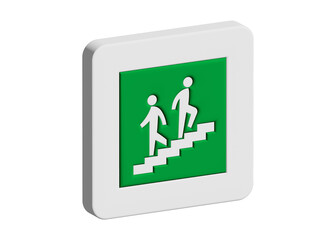 昇降階段 階段を昇り降りする人物の階段マークの3Dイラスト ピクトグラム 安全標識