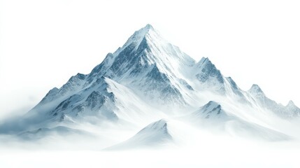 Fototapeta premium Stock generated snow mountain on white background.