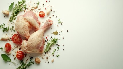 Fresh Chicken Drumsticks with Herbs and Vegetables