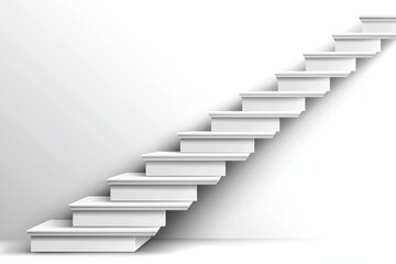 Elegant White Marble Staircase Design White Background