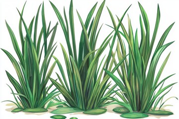 Detailed Green Grass Texture for Nature Backgrounds White Background
