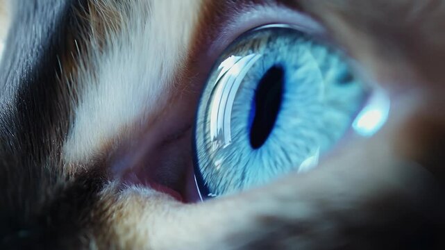 Siamese Cat&rsquo;s bright blue eyes as it looks up