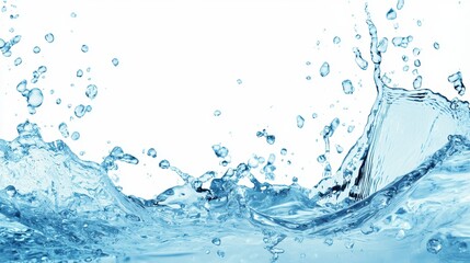 Abstract Liquid Metal Flow with Splashes and Ribbons White Background