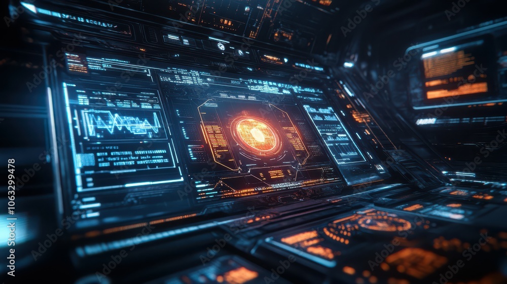 Poster the abstract hud display shows sci-fi futuristic frame information
