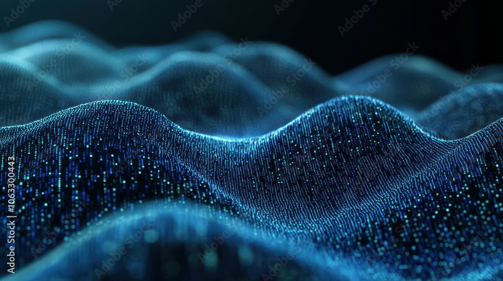 Poster waves of digital information concept - binare code waves background