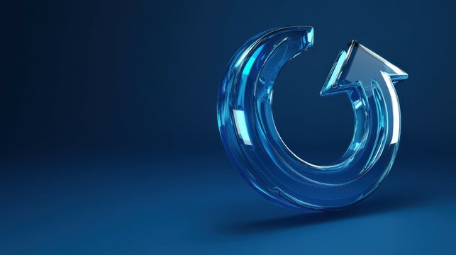 Two arrows icon - update symbol. 3d blue glass update, refresh icon