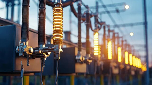 Electrical Substation at Dusk