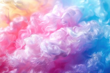 Fototapeta premium Vivid pink, blue and yellow cotton candy on a light background.