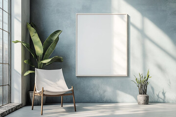 Aesthetic Clean Graphic White Blank Photo Frame Mockup template with Minimalist Decoration