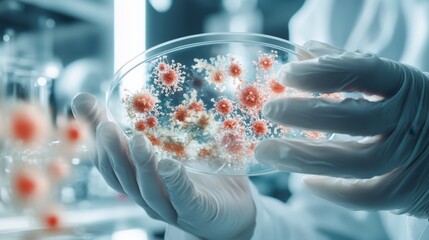 Holographic Display in Microbial Research Laboratory