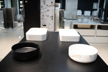 Bathroom sinks and furniture in the store