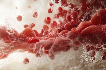 Fototapeta premium Artistic Representation of Hemoglobin in Flowing Motion