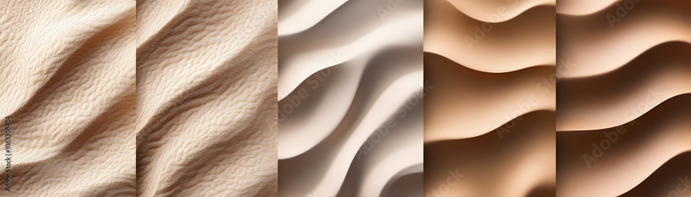 Poster abstract wavy pattern in a gradient of beige and brown