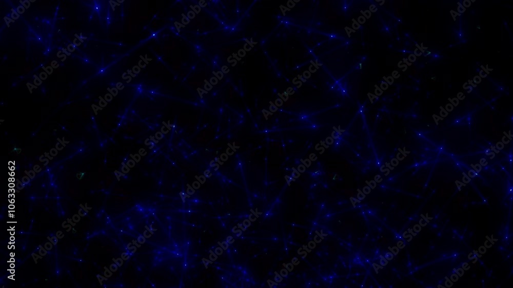 Poster loop animation glow blue light particles flow up on black abstract background. animation of fiery bl