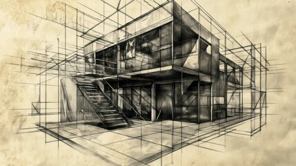 Fototapeta premium architecture technical drawing concept design