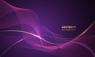 Obraz premium Abstract purple gold light luxury wave curve with blank space for text place design modern creative background vector
