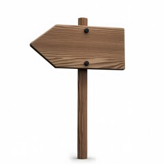 Natural wooden arrow sign with grain texture ISOLTED IN WHITE BACKGROUND 