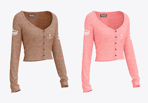 Rib Crop Cardigan Mockup