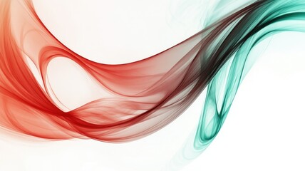 Naklejka premium Abstract art with red and teal flowing waves on white background