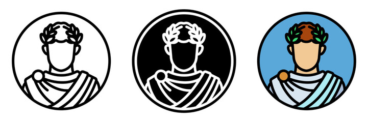 Emperor icon is the supreme ruler of the Roman Empire depicted with regal attire a crown and the symbol of absolute power.