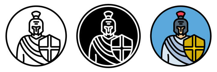 Gladiator icon is a trained fighter in ancient Rome who entertained audiences in brutal combat within grand arenas battling other gladiators or animals.