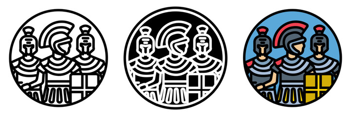 Legionary icon is a well-trained soldier of the Roman legion equipped with shield armor and weapons such as a pilum and gladius.