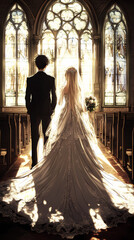 Romantic Anime Wedding: Kawaii Couple Valentine's Illustration