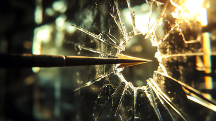 An arrow piercing through glass, symbolizing precision and force. This image is perfect for themes of power, action, and breaking barriers.