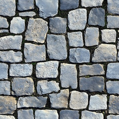 Rustic Gray Cobblestone Path Texture - Seamless Weathered Stone Pattern for Outdoor and Historical Designs