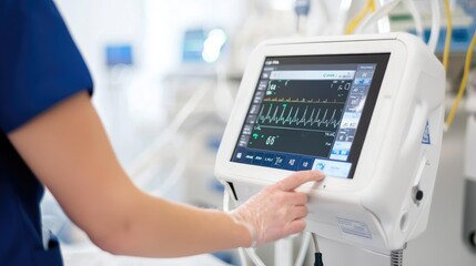 Obraz premium Healthcare professionals monitor patient vital signs using advanced medical equipment in clinical settings