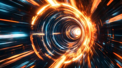 Obraz premium Abstract Futuristic Tunnel with Glowing Circular Lights