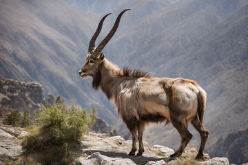 Fototapeta premium Markhor on the top of a Mountain