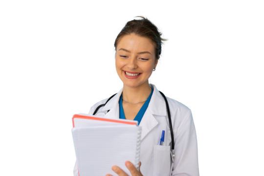 Young female doctor confidently addressing patient concerns