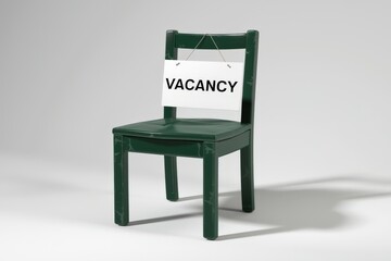 Chair with a sign with the word vacancy written on it, business concept.