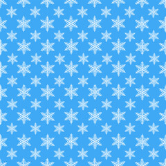 seamless New Year's pattern with snowflakes on a blue background