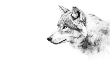 Obraz premium Wolf Portrait in Pen and Ink