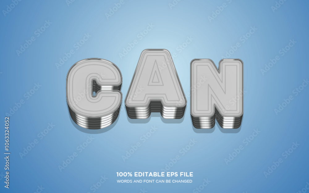 Aufkleber can 3d editable text style effect