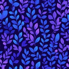 A seamless pattern of stylized purple leaves on a dark background.