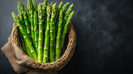 Fresh bunch of Green Fresh Asparagus healthy, organic, vibrant, vegetable, natural, nutrition, spring, farm-to-table, texture, crisp.	
