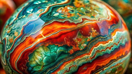 A Close-Up View of the Vibrant Bands and Patterns Found Within a Polished Stone Sphere