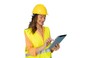 Motivated woman with protective gear ready to tackle engineering challenges